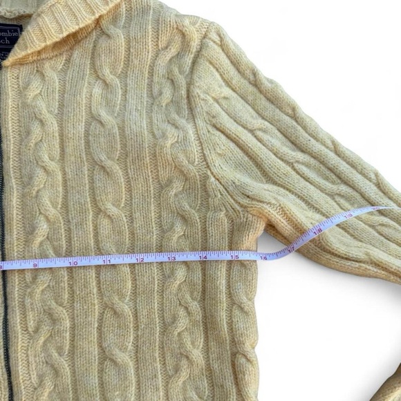 Abercrombie & Fitch Yellow Zip-Up Cable Wool Cardigan - Picture 7 of 8